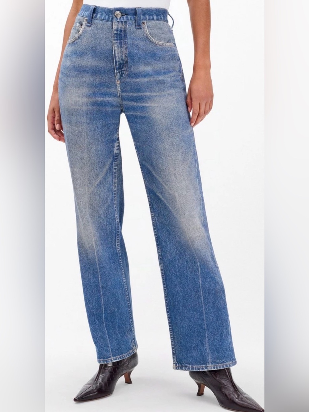 rag & bone Women's Light Blue Wide Leg Jeans